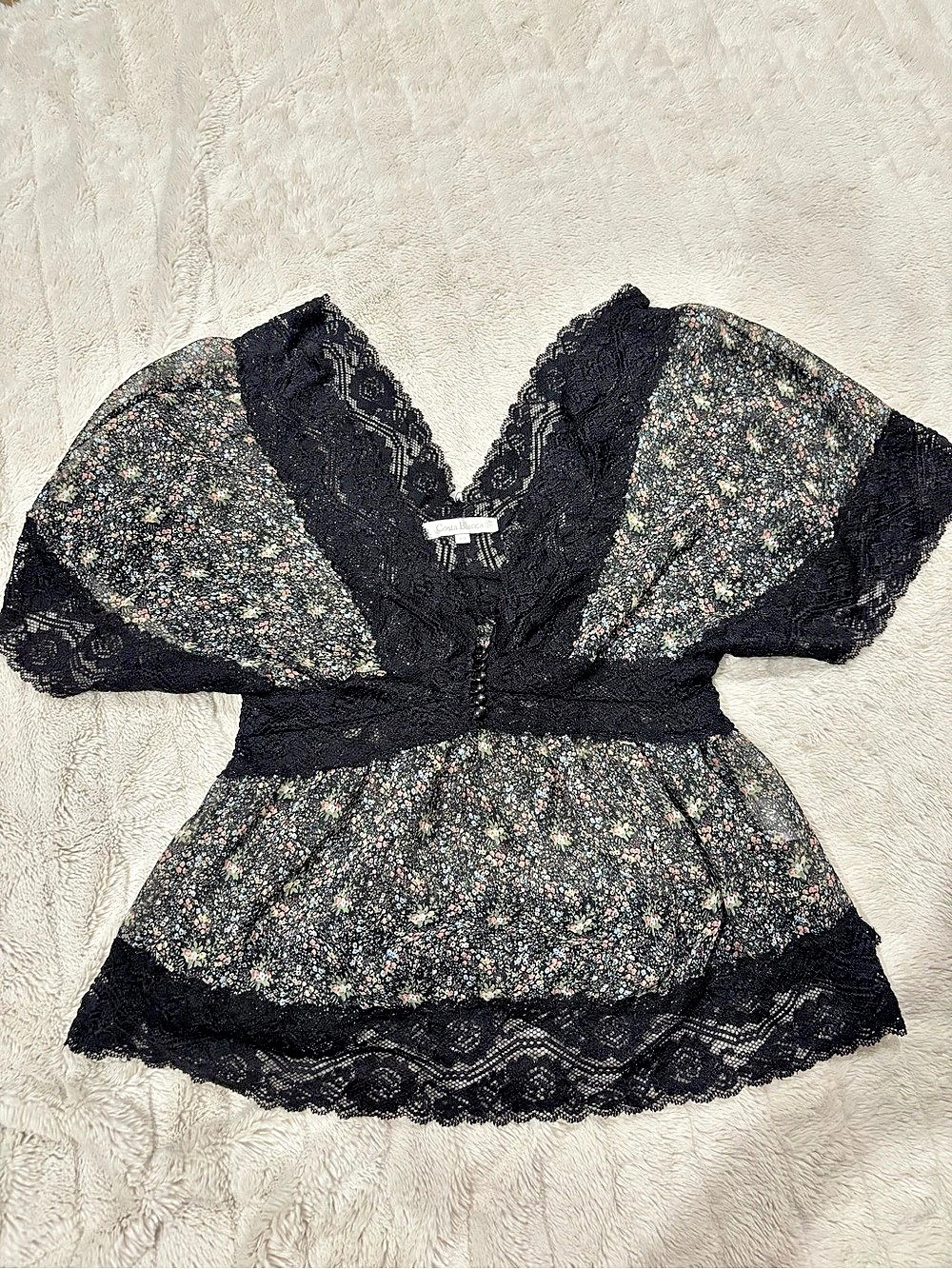 Costa Blanca Floral Lace Babydoll Top